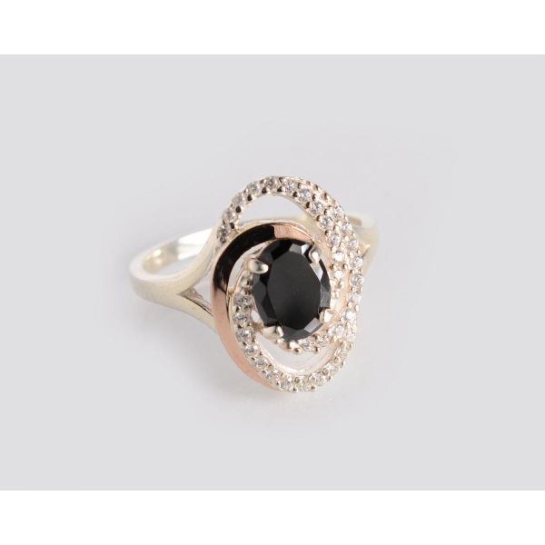 Серебряное кольцо с золотыми вставками (213к)