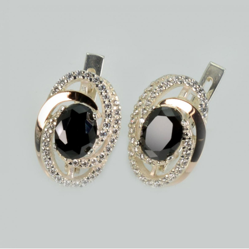 Серебряные серьги с золотыми пластинами