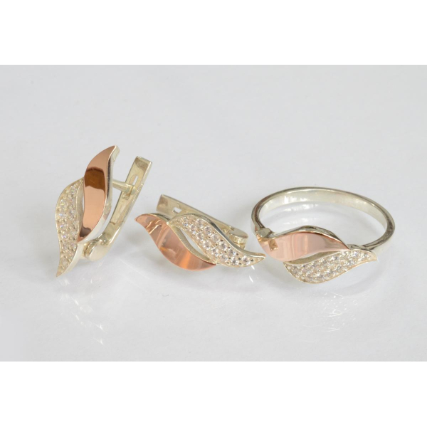 Срібний набір з золотими пластинами (214)