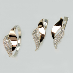 Серебряный набор с золотыми пластинами