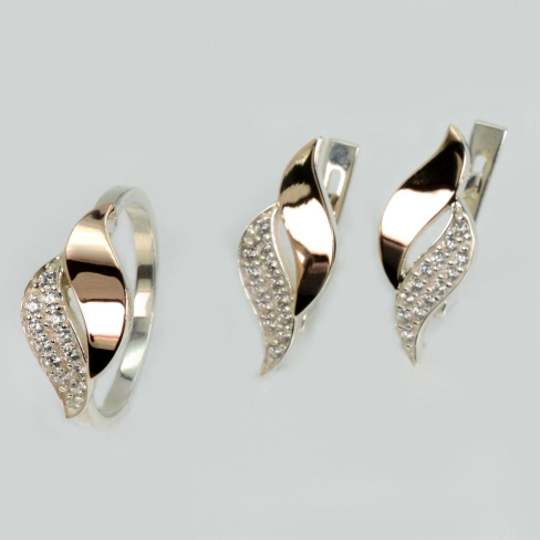 Серебряный набор с золотыми пластинами