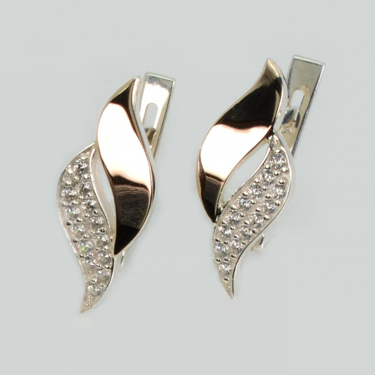 Серебряные серьги с золотыми пластинами (214с)