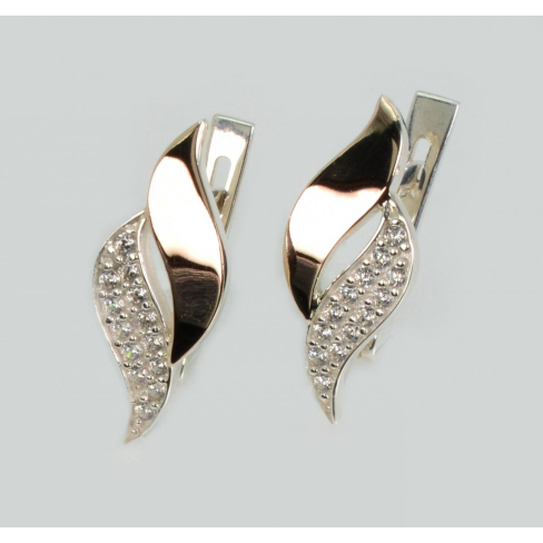 Срібні сережки з золотими пластинами