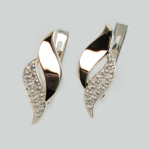 Серебряные серьги с золотыми пластинами