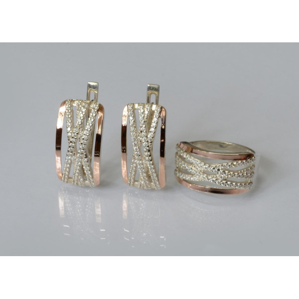 Серебряный набор с золотыми пластинами (215)