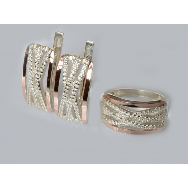 Серебряный набор с золотыми пластинами (215)