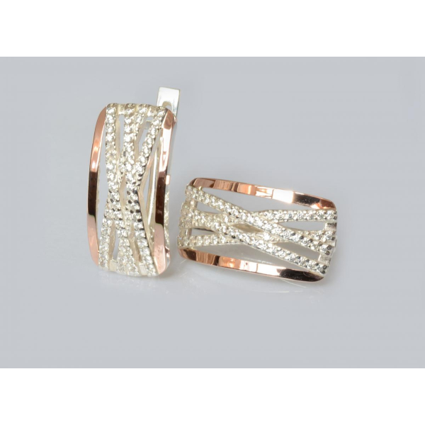 Серебряные серьги с золотыми пластинами (215с)