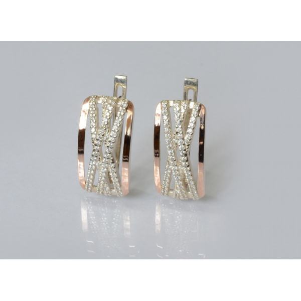 Серебряные серьги с золотыми пластинами (215с)