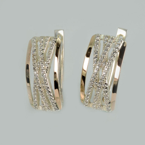 Серебряные серьги с золотыми пластинами