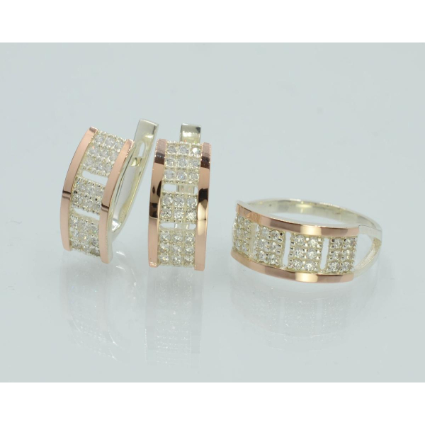 Серебряный набор с золотыми пластинами (217)