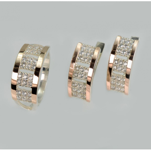 Серебряный набор с золотыми пластинами