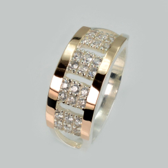 Серебряное кольцо с золотыми вставками