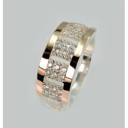 Срібна каблучка з золотими вставками