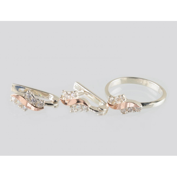 Серебряный набор с золотыми пластинами (218)