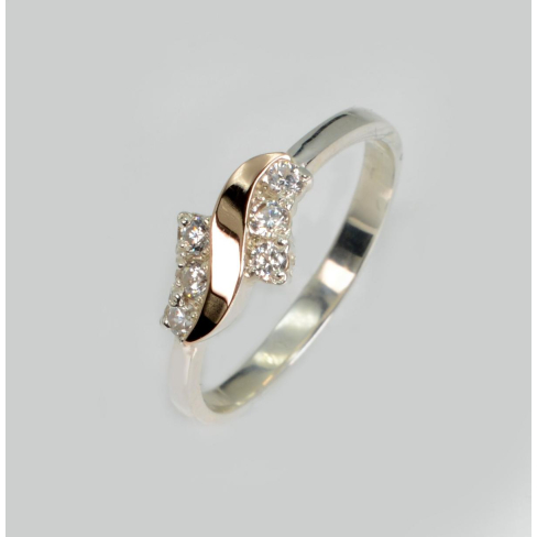 Серебряное кольцо с золотыми вставками