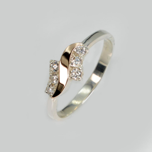 Серебряное кольцо с золотыми вставками