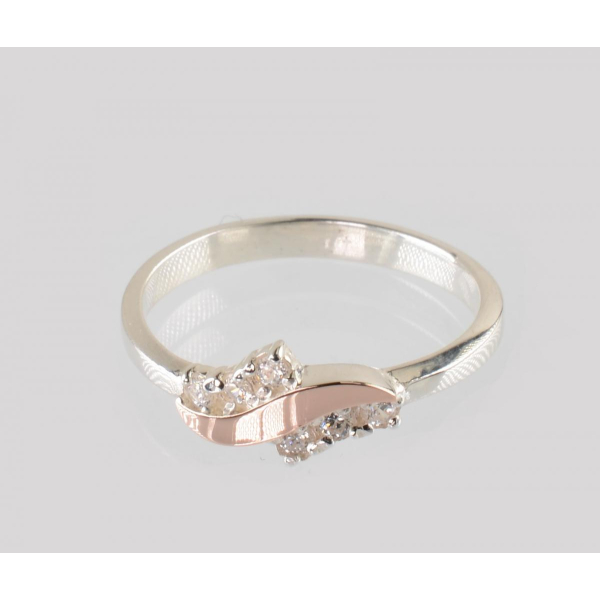 Серебряное кольцо с золотыми вставками (218к)