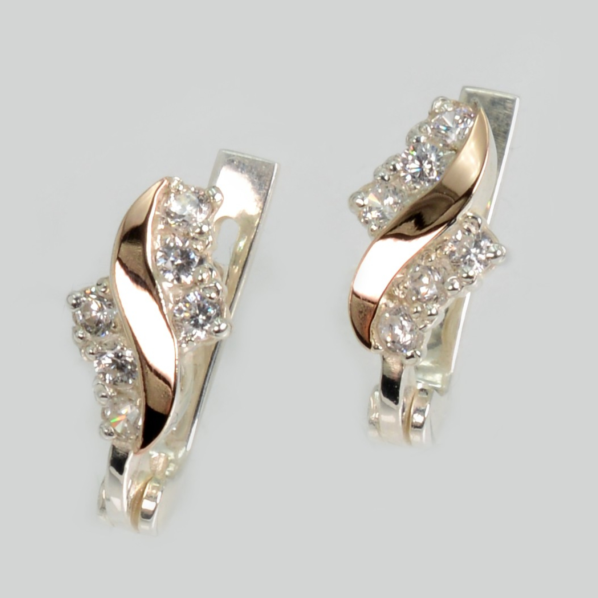 Серебряные серьги с золотыми пластинами (218с)