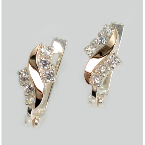 Серебряные серьги с золотыми пластинами