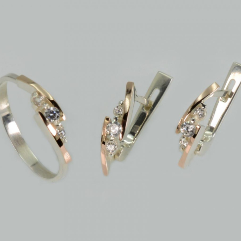 Серебряный набор с золотыми пластинами