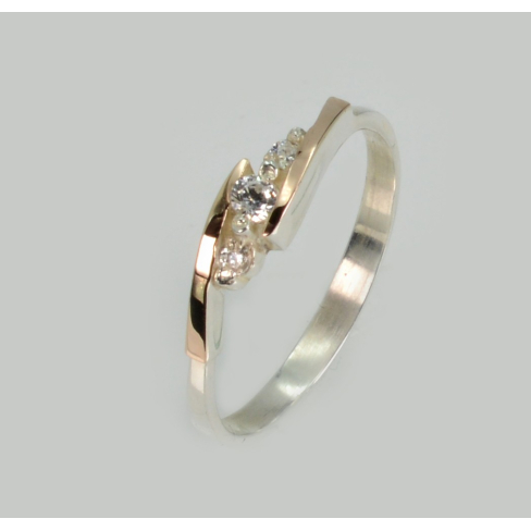 Серебряное кольцо с золотыми вставками