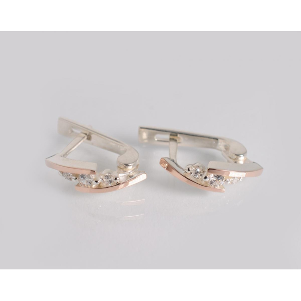 Серебряные серьги с золотыми пластинами (220с)