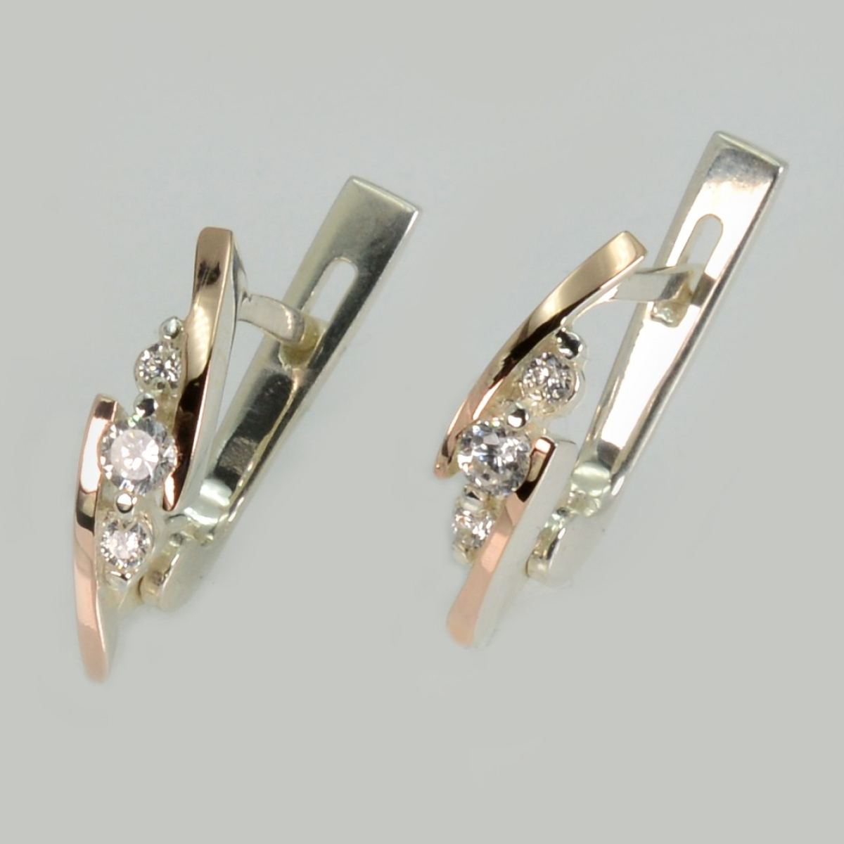 Серебряные серьги с золотыми пластинами (220с)