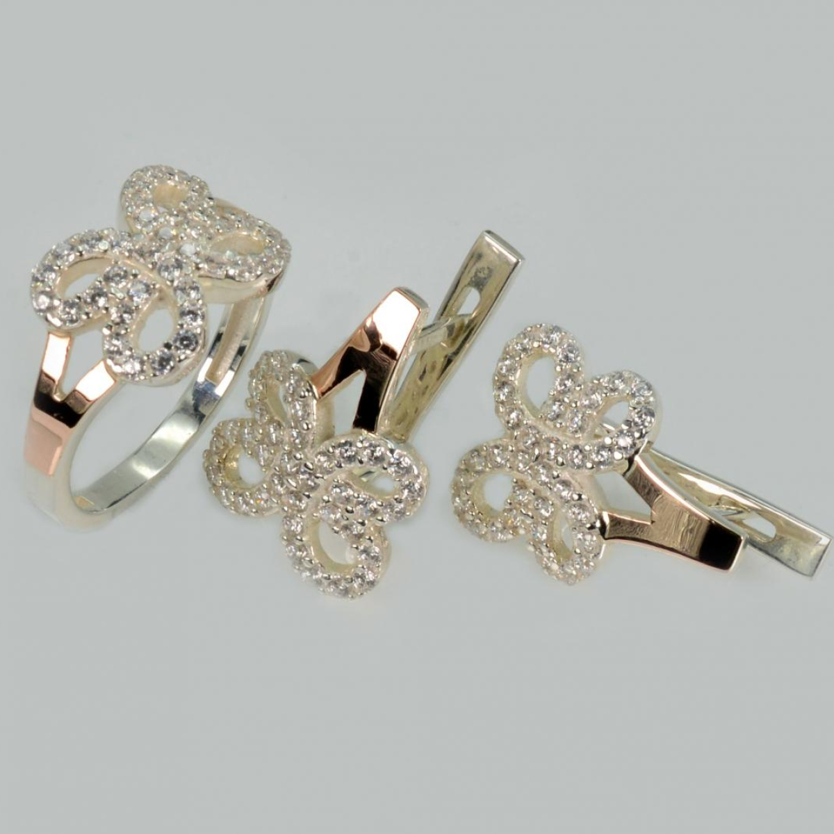 Срібний набір з золотими пластинами (221)