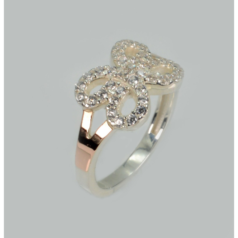 Серебряное кольцо с золотыми вставками