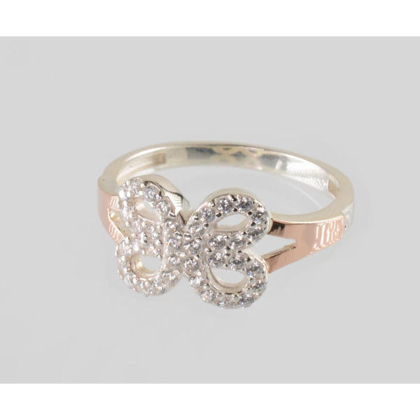 Серебряное кольцо с золотыми вставками (221к)