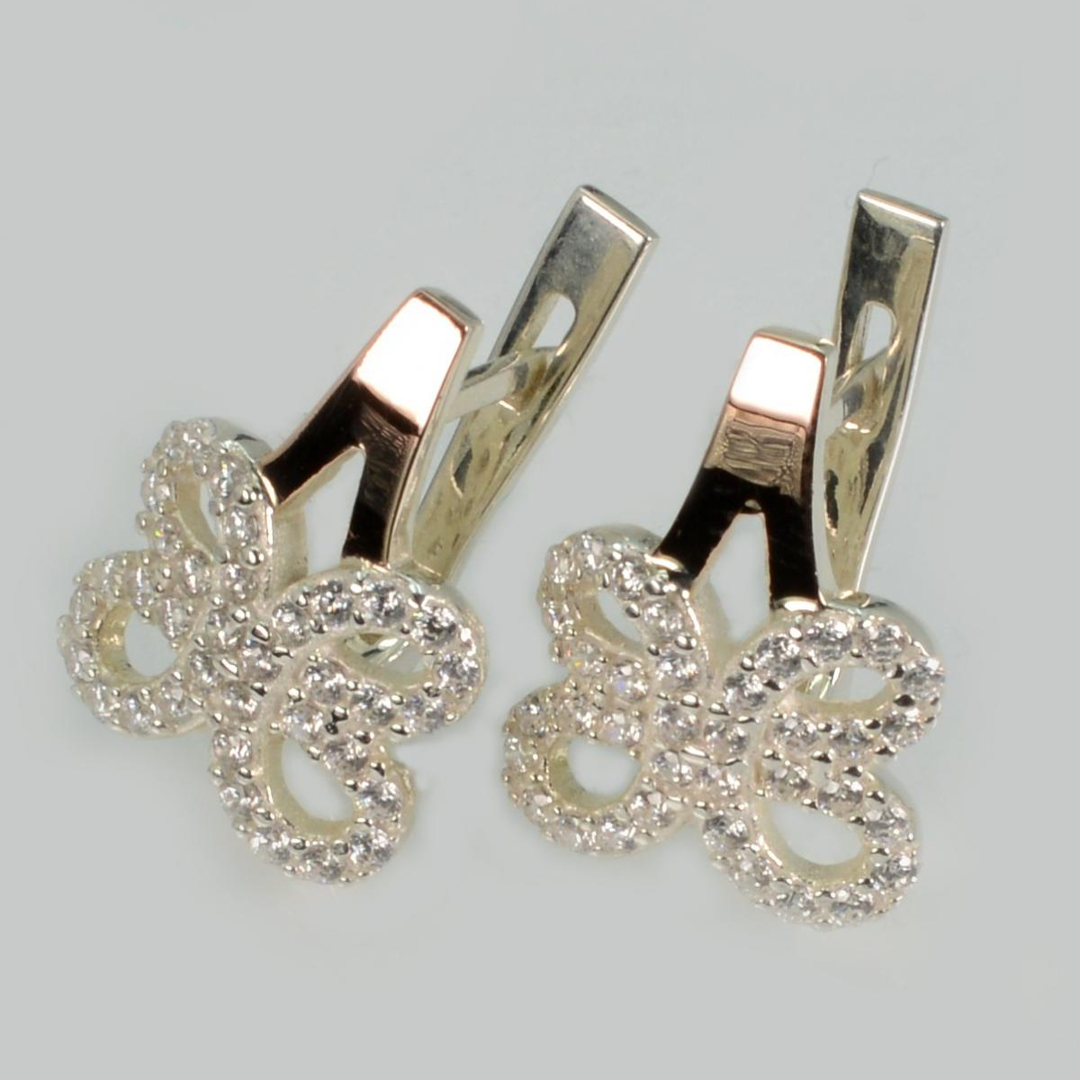 Серебряные серьги с золотыми пластинами (221с)