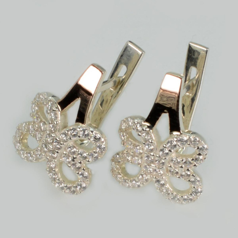 Серебряные серьги с золотыми пластинами