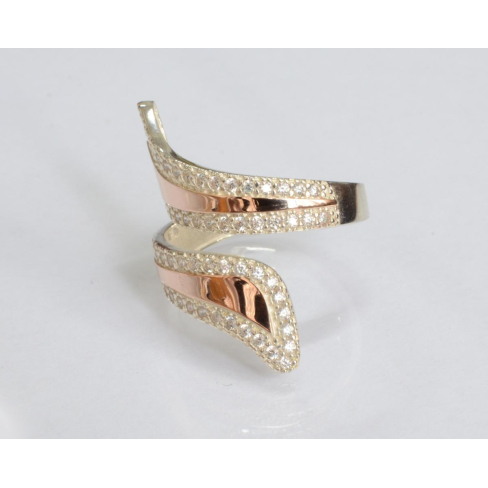 Срібна каблучка з золотими вставками