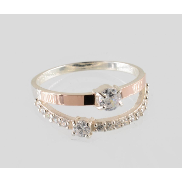 Серебряное кольцо с золотыми вставками (223к)