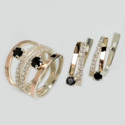 Серебряный набор с золотыми пластинами