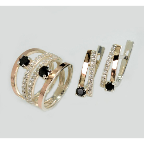 Срібний набір з золотими пластинами