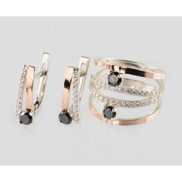 Срібний набір з золотими пластинами (224)