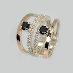 Серебряное кольцо с золотыми вставками