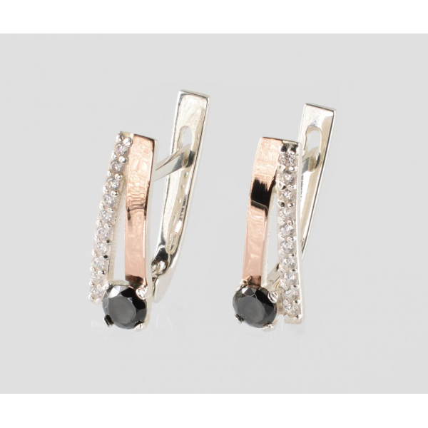 Серебряные серьги с золотыми пластинами (224с)