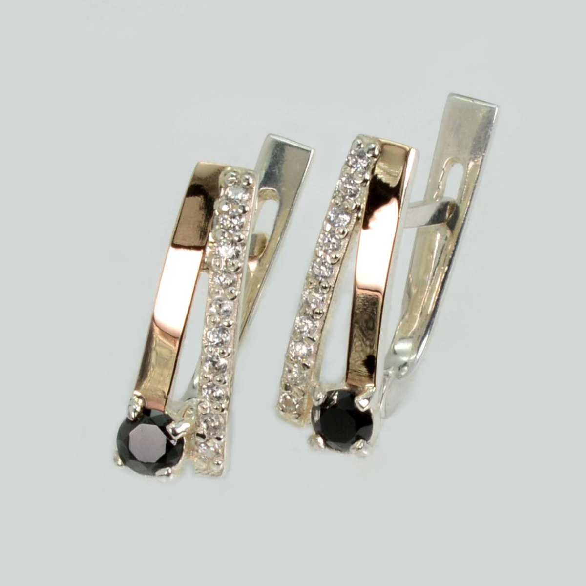 Серебряные серьги с золотыми пластинами (224с)