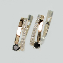 Серебряные серьги с золотыми пластинами