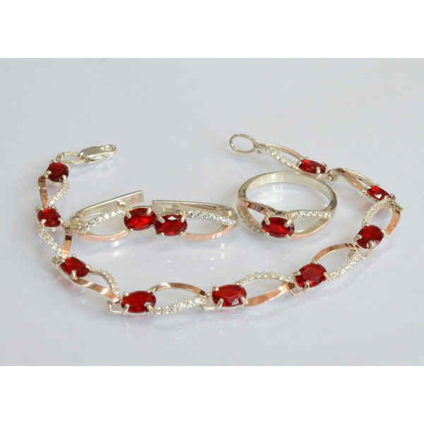 Серебряный набор с золотыми пластинами (225)