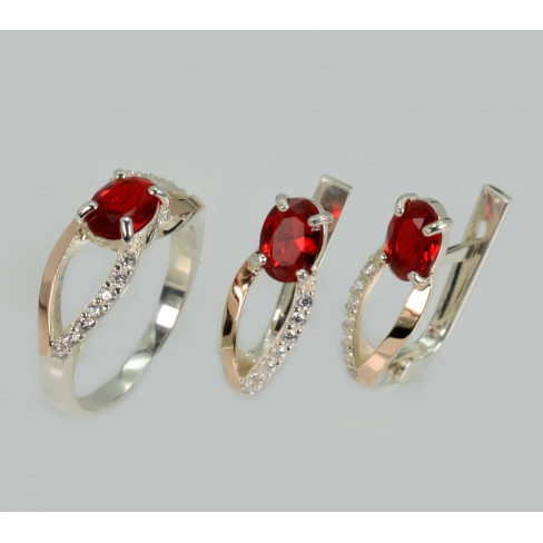 Серебряный набор с золотыми пластинами