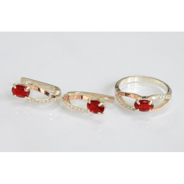 Серебряный набор с золотыми пластинами (225)