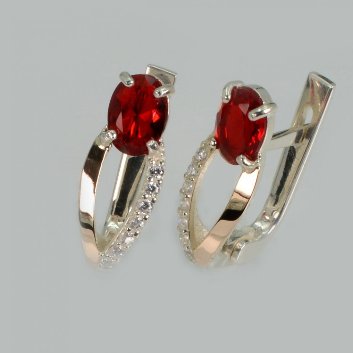 Серебряные серьги с золотыми пластинами (225с)