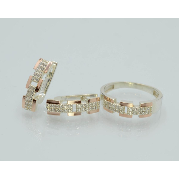 Серебряный набор с золотыми пластинами (226)