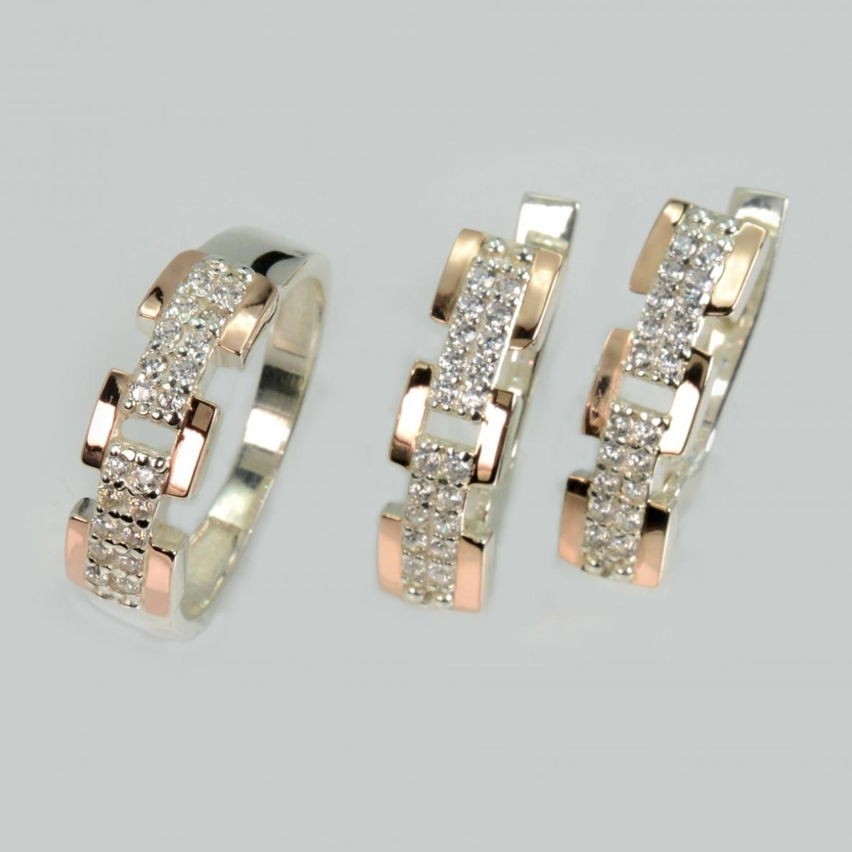 Серебряный набор с золотыми пластинами (226)