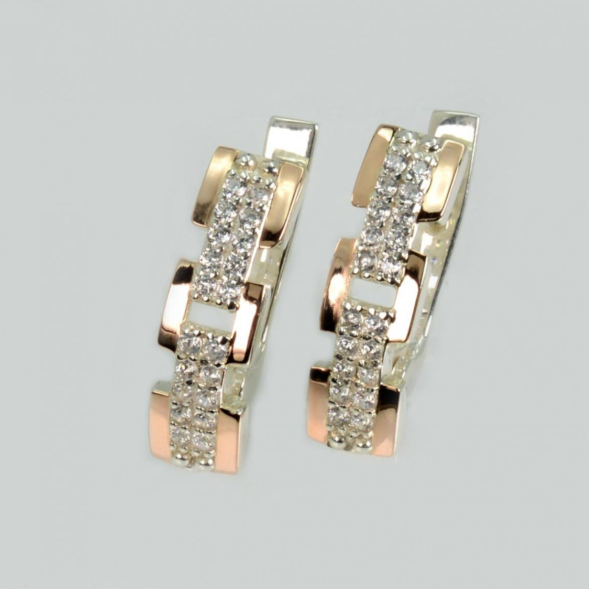 Серебряные серьги с золотыми пластинами (226с)