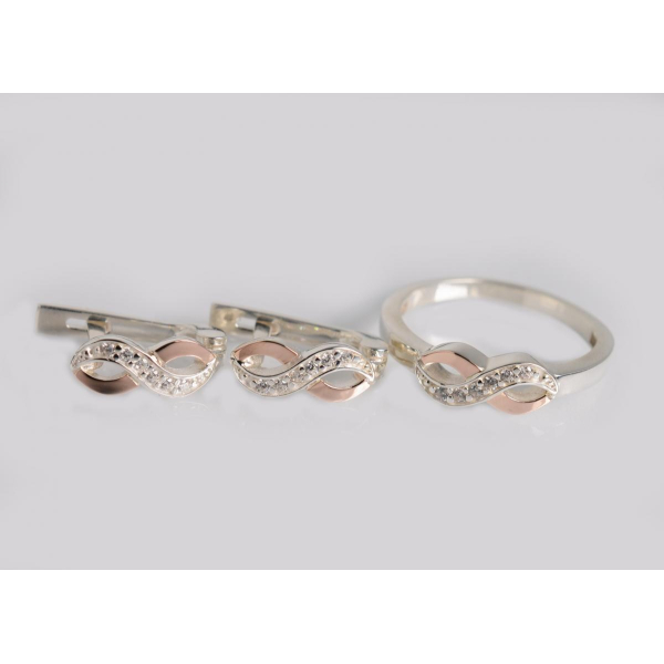 Серебряный набор с золотыми пластинами (227)