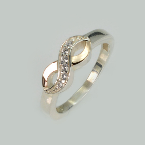 Серебряное кольцо с золотыми вставками